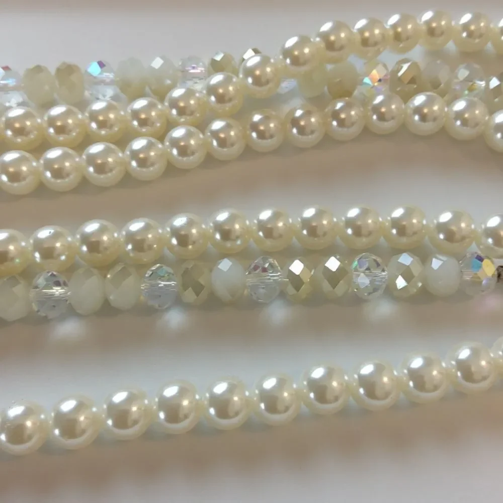 (3/$20) Faux Pearl 3 strand silver tone necklace